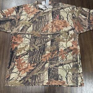 Vintage Alabama Crimson Tide Boggy Creek Camo T Shirt Mens 2XL Embroidered Logo